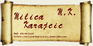 Milica Karajčić vizit kartica